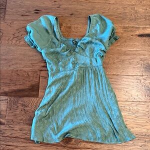 Greenish Blue Short Sleeve Dress